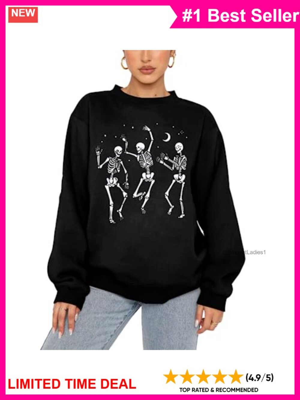 Halloween Dancing Skeleton Sweatshirt Oversized Pullover Top